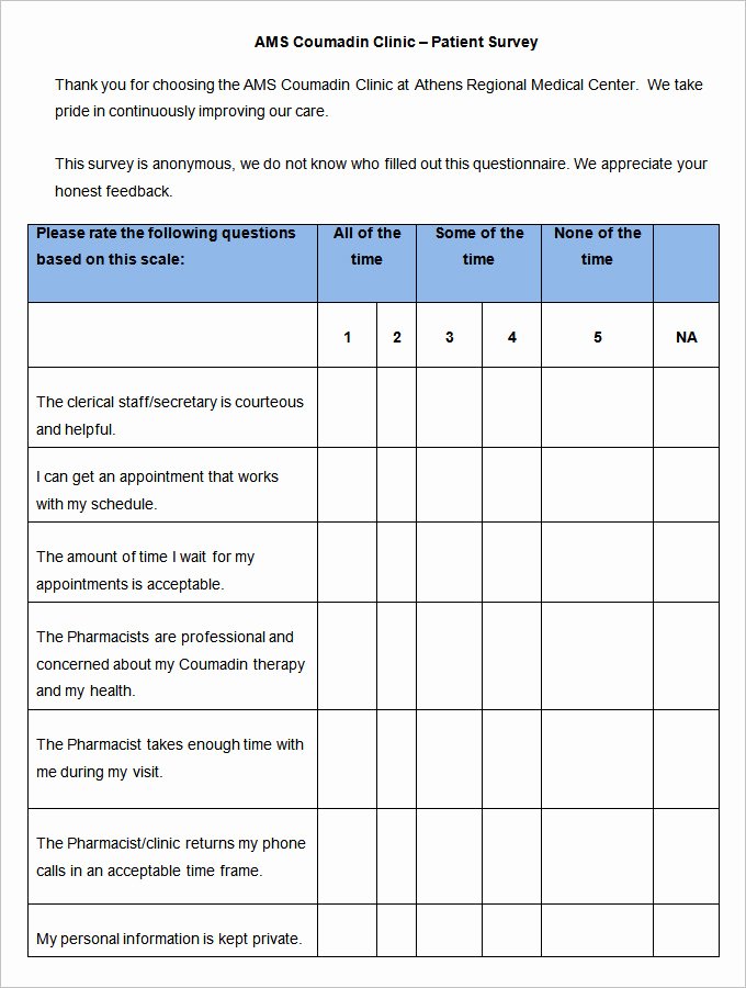 Patient Feedback form Beautiful Patient Satisfaction Survey Template 6 Free Word Pdf