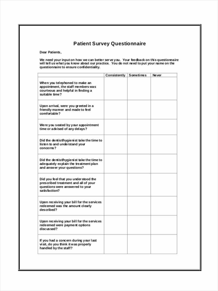 Patient Feedback form Fresh 6 Patient Satisfaction Questionnaire form Sample Free