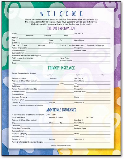 Patient Information form Template Awesome Wel E and History forms for New Dental Patients