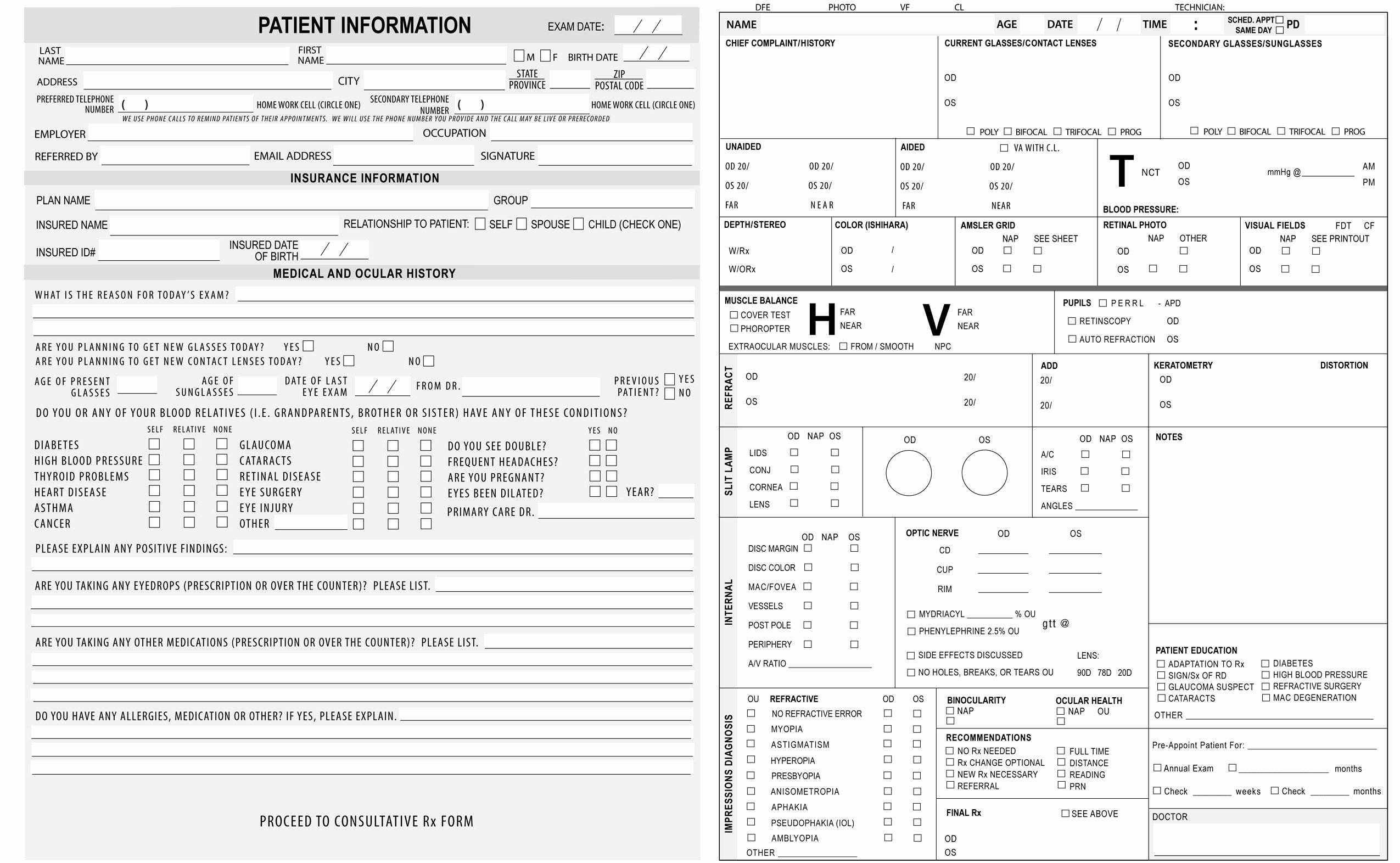 Patient Information form Template Best Of Keskes Printing Optometrists