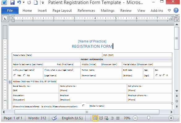 Patient Information form Template Elegant Free Patient Registration form Template