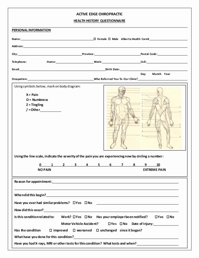 Patient Information form Template Fresh New Patient Intake form Word Active Edge Chiro