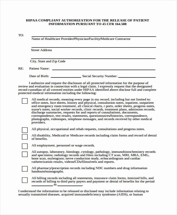 Patient Information form Template Fresh Patient Release form Template