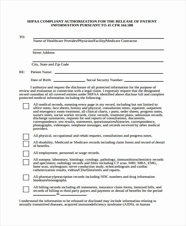 Patient Information form Template Fresh Patient Release form Template