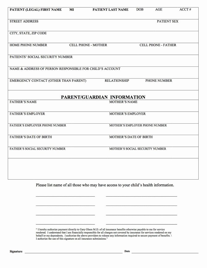 Patient Information form Template Luxury Free Patient Information form Template Baskanai