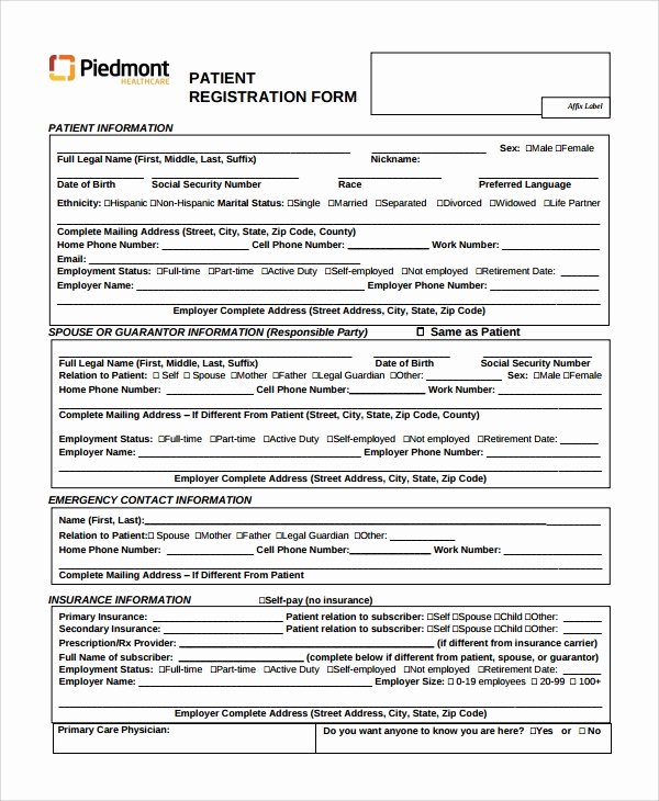 Patient Information form Template New 9 Patient Registration form Templates