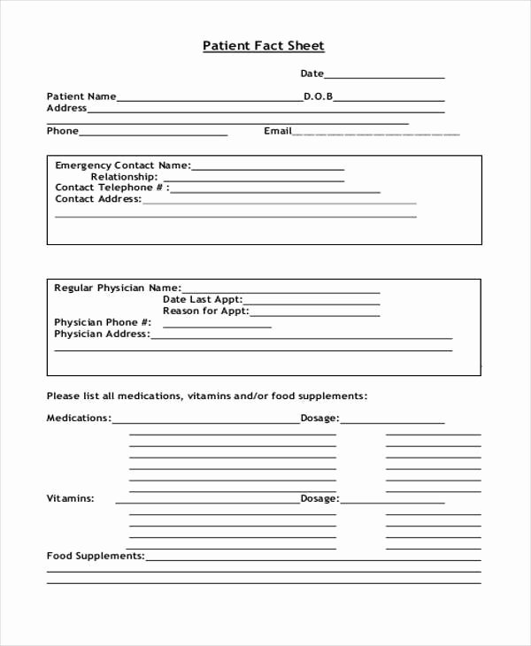 Patient Information Template Beautiful 45 Printable Sheet Samples &amp; Templates Pdf Doc