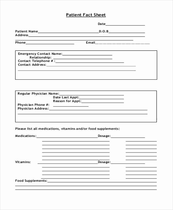 Patient Information Template Beautiful 45 Printable Sheet Samples &amp; Templates Pdf Doc