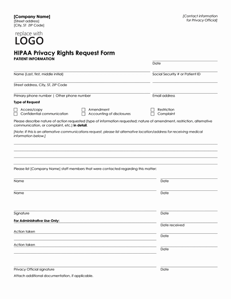 Patient Information Template Beautiful Patient Health Information Request form Can Be Used by