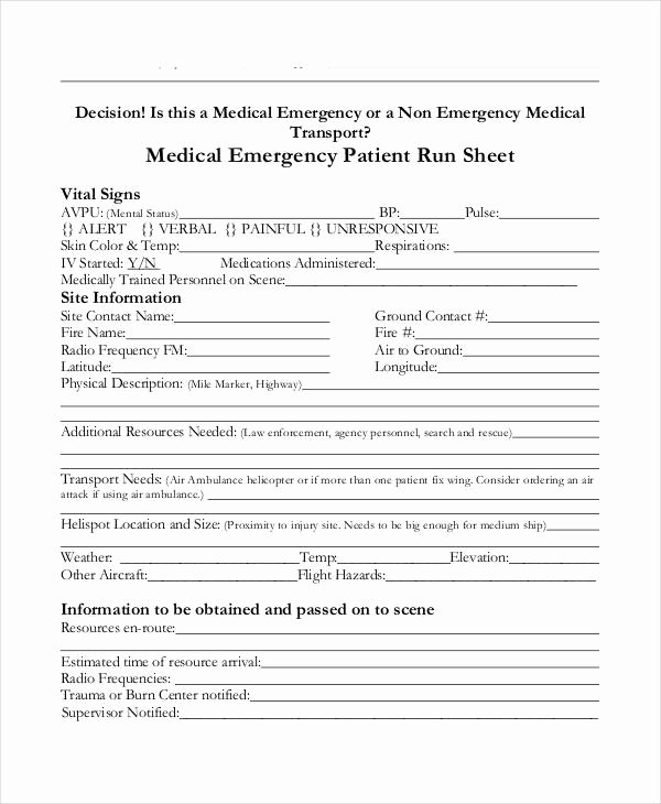 Patient Information Template Elegant Run Sheet Templates 9 Free Sample Example format