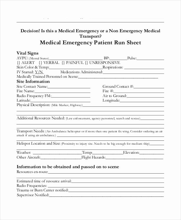 Patient Information Template Elegant Run Sheet Templates 9 Free Sample Example format