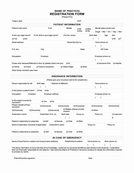 Patient Information Template Luxury Patient Registration form Patient Registration form is