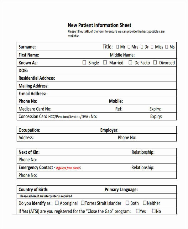 Patient Information Template Unique 46 Information Sheet Samples