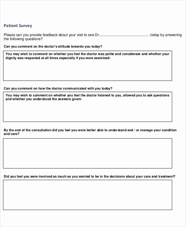 Patient Survey form Awesome 60 Sample Survey forms Word Pdf