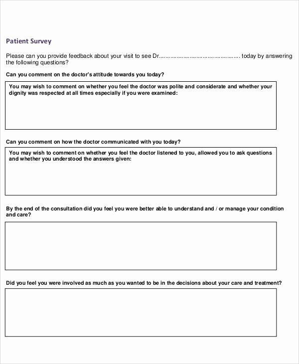 Patient Survey form Awesome 60 Sample Survey forms Word Pdf
