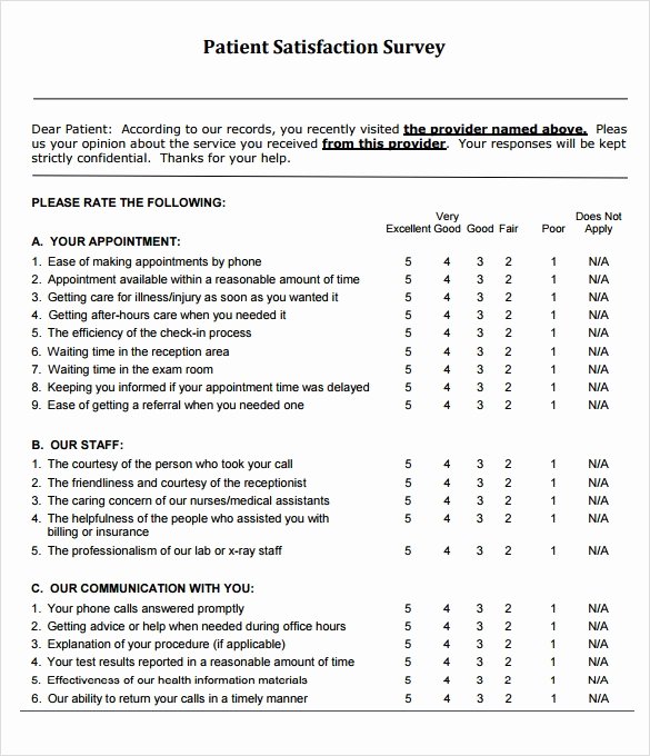 Patient Survey form Fresh Sample Patient Satisfaction Survey 10 Documents In Pdf
