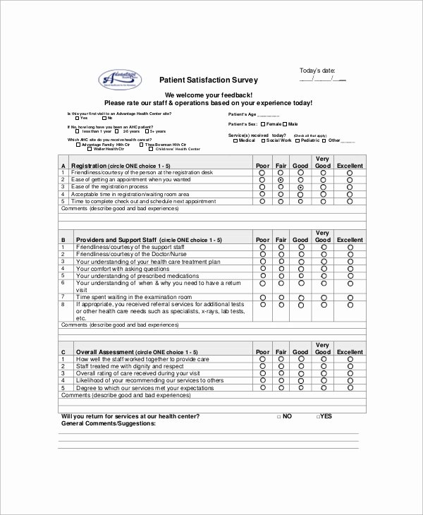 Patient Survey form Inspirational 8 Satisfaction Survey Samples