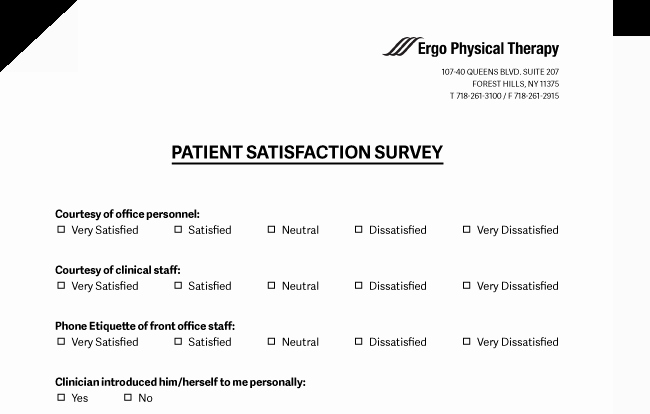 Patient Survey form Inspirational Ergo Physical therapy forest Hills Queens Patient S Center