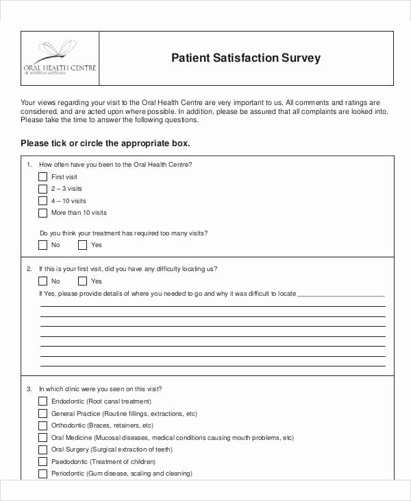 Patient Survey form Lovely 60 Sample Survey forms Word Pdf