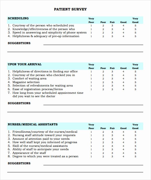 Patient Survey form Lovely Patient Satisfaction Survey 9 Download Free Documents