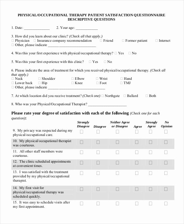 Patient Survey form Unique Sample Patient Satisfaction Questionnaire forms 9 Free