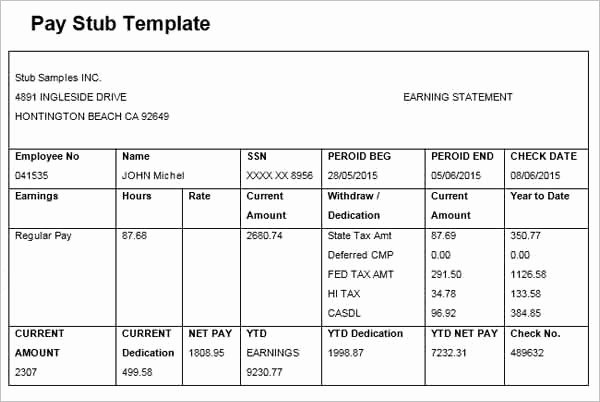 Pay Stub Template Word Best Of Free Paystub Template