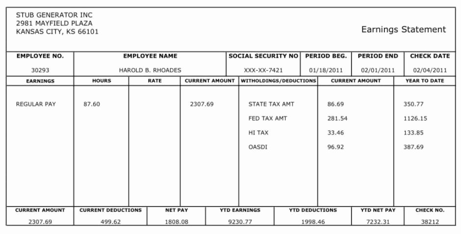 Pay Stub Template Word New 10 Pay Stub Templates Word Excel Pdf formats