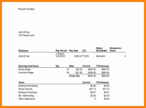 Pay Stub Template Word New 8 Template for Pay Stub Microsoft Word