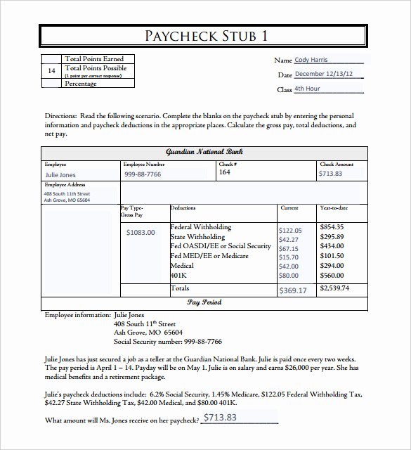 Pay Stub Template Word Unique 24 Pay Stub Templates Samples Examples &amp; formats