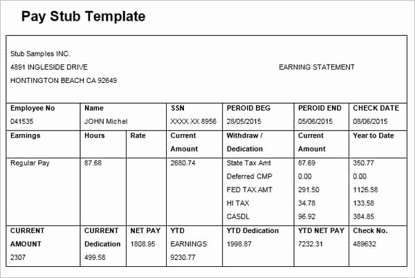 Pay Stub Template Word Unique 62 Free Pay Stub Templates S Word Excel Pdf Doc