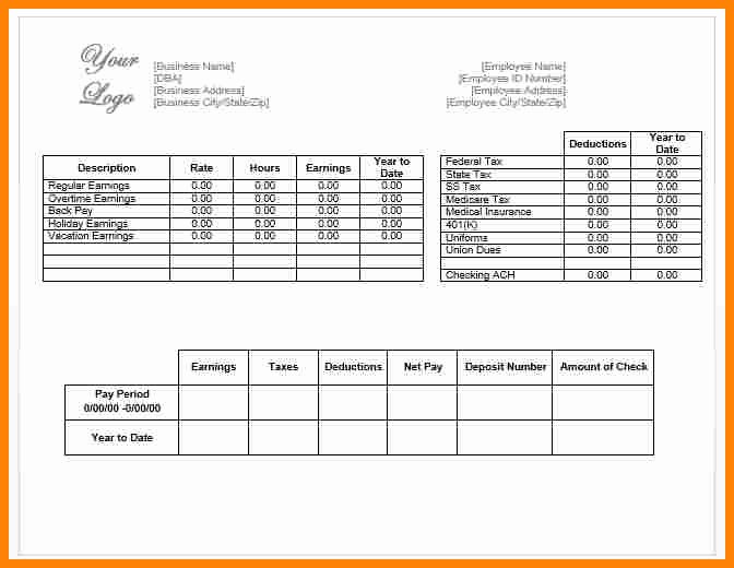 Pay Stub Template Word Unique 9 Paycheck Stub Template In Microsoft Word