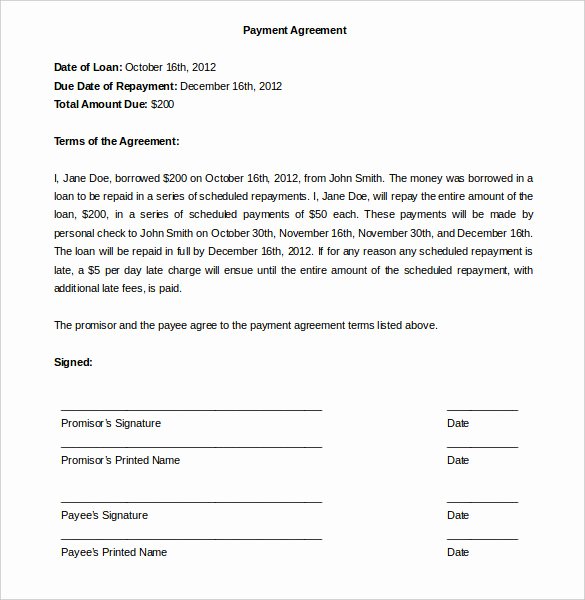 Payment Arrangement Template Awesome Payment Plan Agreement Template 12 Free Word Pdf