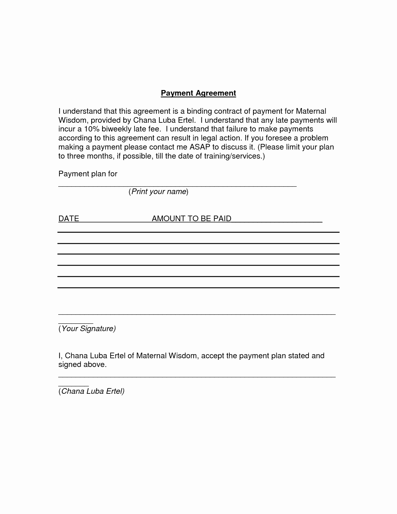 Payment Installment Agreement Template Awesome 5 Payment Agreement Templates Word Excel Pdf formats