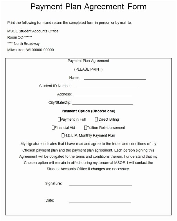 Payment Installment Agreement Template Beautiful Payment Plan Agreement Templates Word Excel Samples