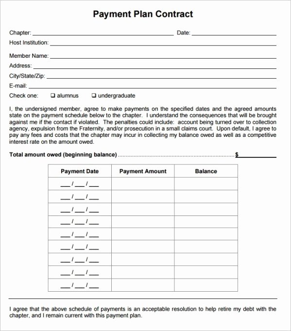 Payment Installment Agreement Template Unique Payment Plan Agreement Templates Word Excel Samples