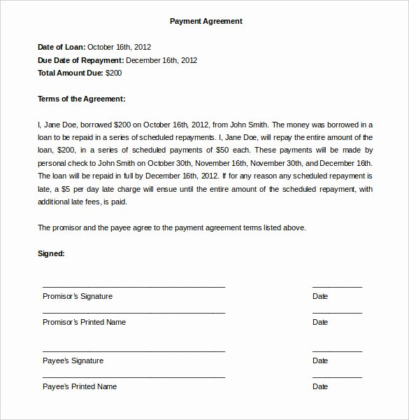 Payment Plan Agreement Lovely Payment Plan Agreement Template 12 Free Word Pdf