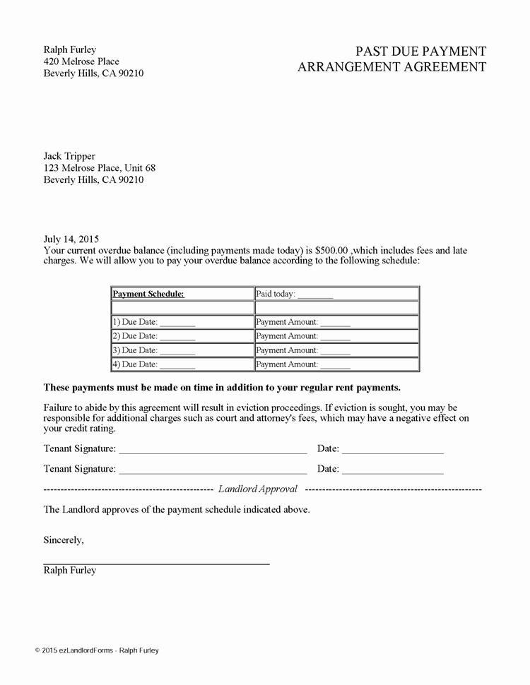 Payment Plan Agreement Template Fresh Past Due Payment Arrangement Agreement