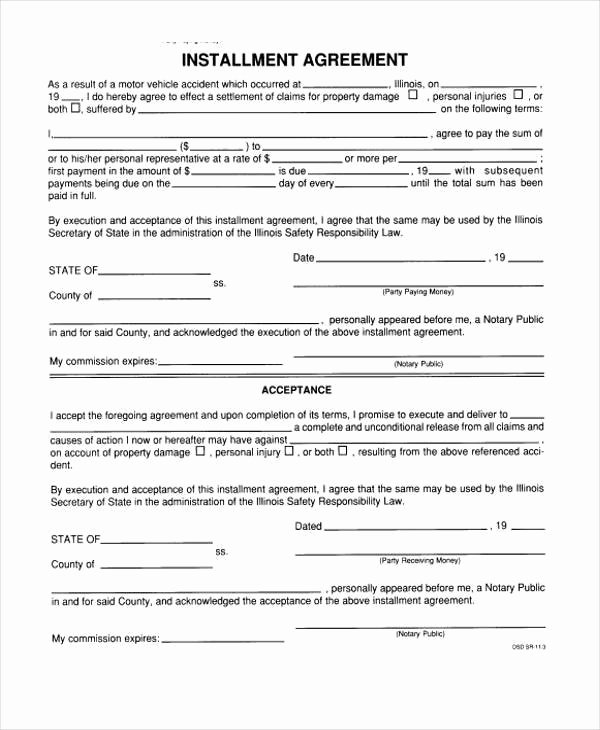 Payment Plan form Beautiful Installment Agreement form