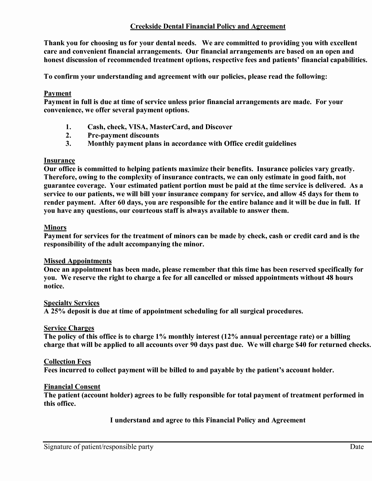 Payment Plan form Lovely 23 Of Patient Payment Agreement Template