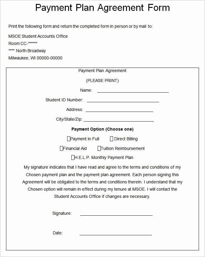Payment Plan form Lovely Payment Plan Agreement Template – 21 Free Word Pdf
