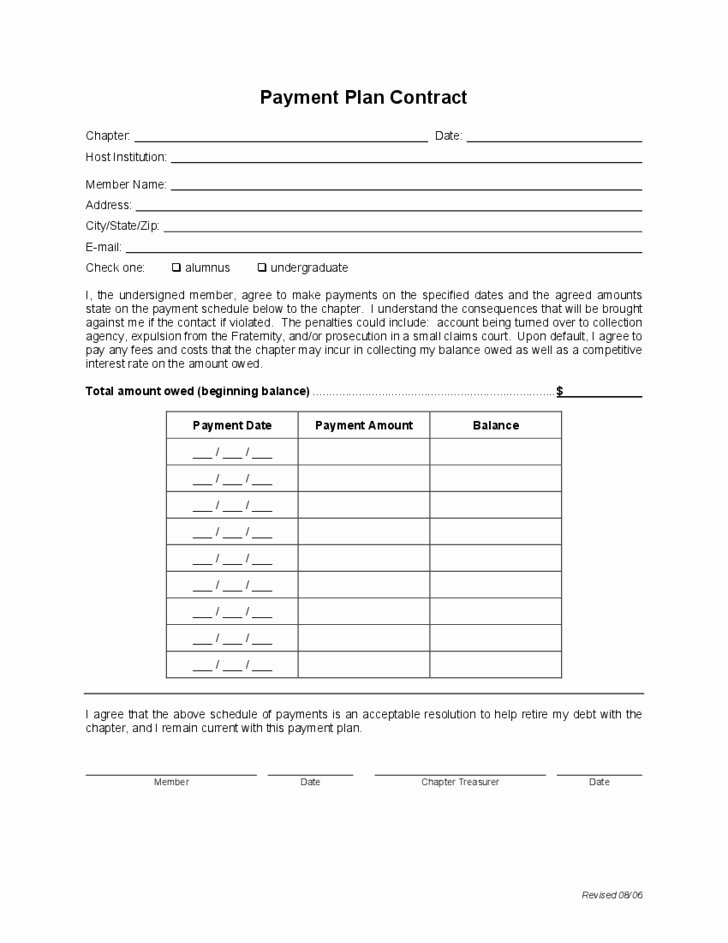 Payment Plan form Unique Payment Plan Contract Template Free Download