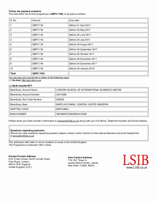 Payment Plan Letter Luxury Mba Fer Letter &amp; Payment Plan