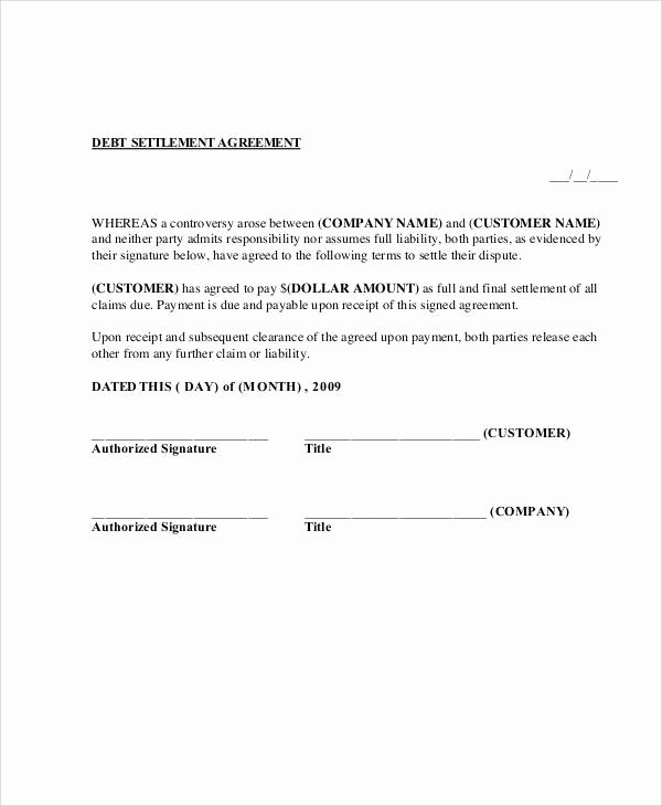 Payment Settlement Agreement Elegant 65 Simple Agreements