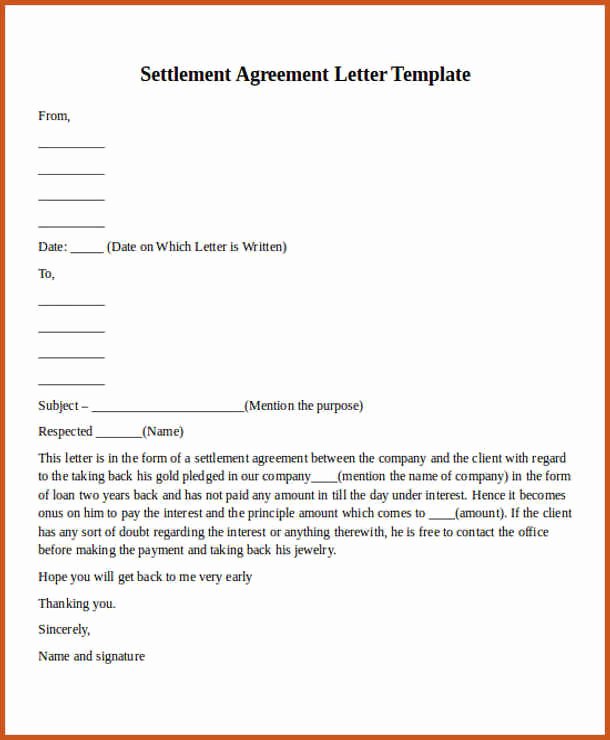 Payment Settlement Agreement Elegant Payment Agreement Letter