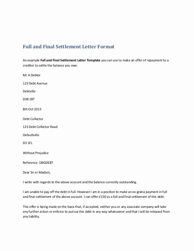 Payment Settlement Agreement Elegant Settlement Letter format