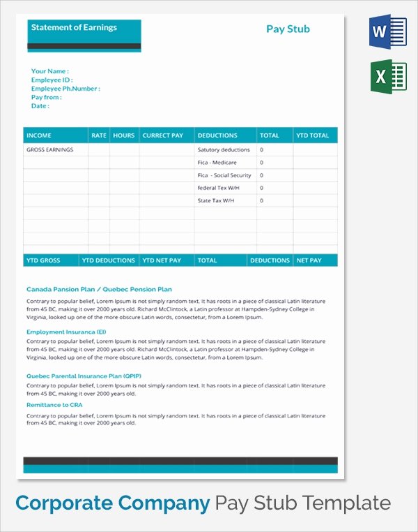 Payoff Statement Template Word Awesome 25 Sample Editable Pay Stub Templates to Download