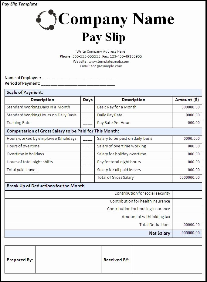 Payoff Statement Template Word Beautiful 41 Excellent Salary Slip Payslip Template Examples Thogati