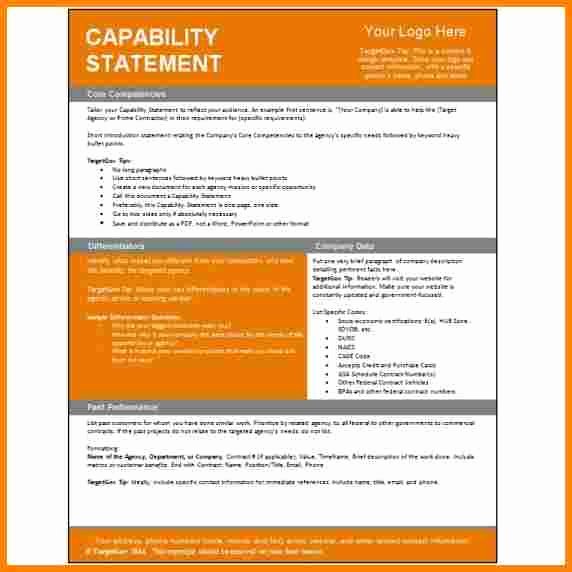 Payoff Statement Template Word Inspirational 5 Capability Statement Template Word