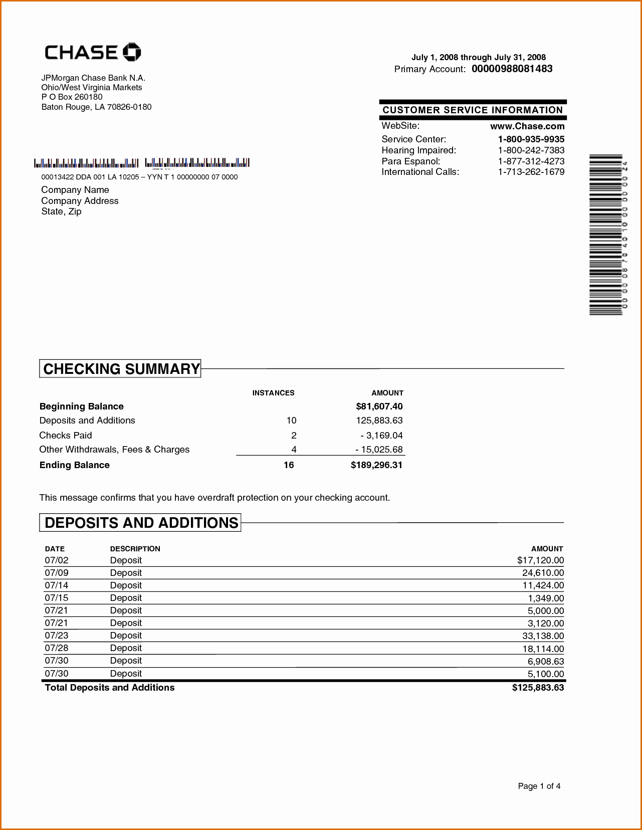 Payoff Statement Template Word Unique Chase Bank Statement Line Template