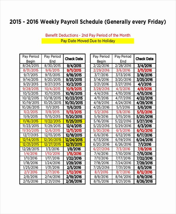 Payroll Calendar Template Elegant Payroll Schedule Templates